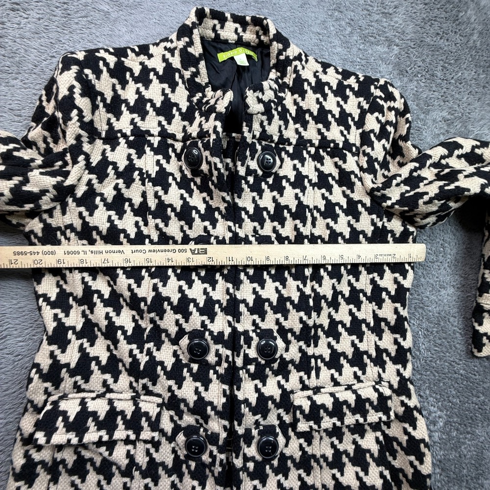 Vintage Sigrid Olsen Wool Blend Coat Womens L Woven Hook Closure Black Tan - Picture 7 of 11